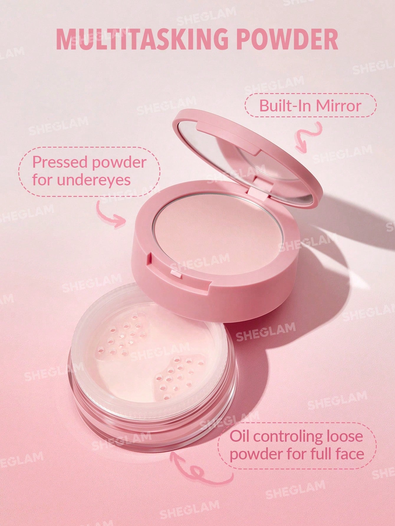 SHEGLAM - Insta-Ready Face & Under Eye Setting Powder Duo Bubblegum