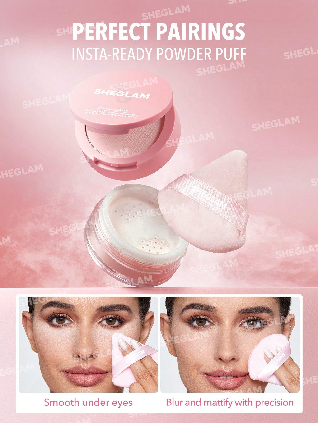 SHEGLAM - Insta-Ready Face & Under Eye Setting Powder Duo Bubblegum