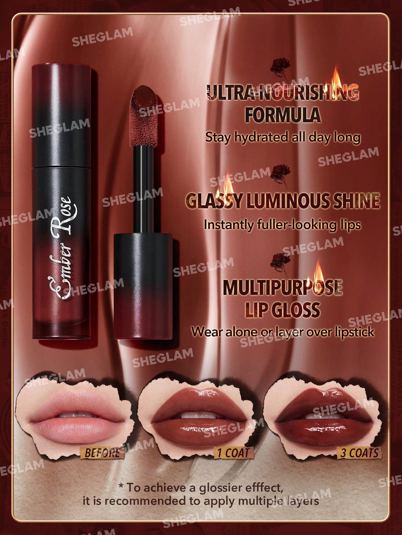 SHEGLAM - Sheglam - Ember Rose Immortal Love Nourishing Lip Gloss-Treasure Treasure