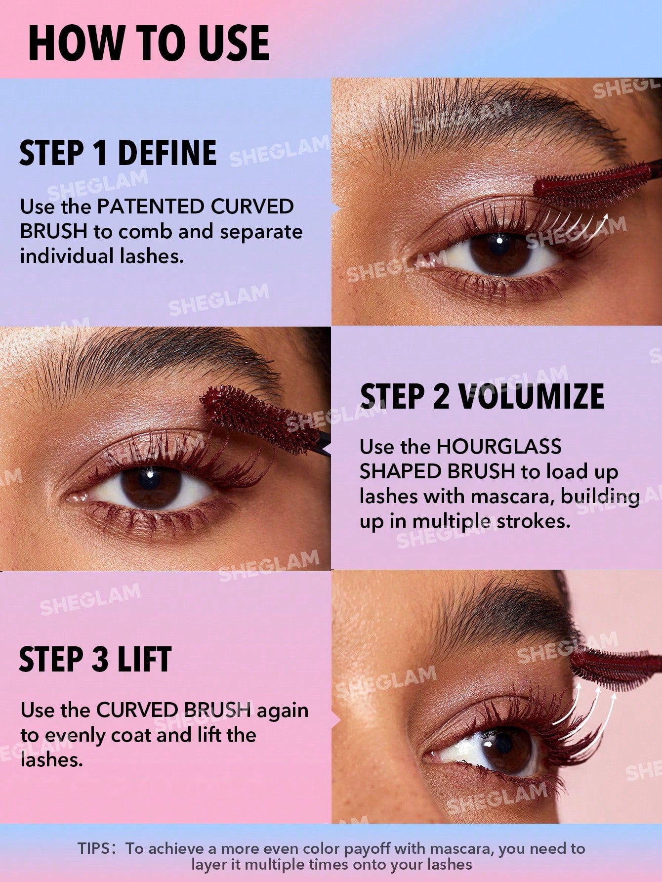 SHEGLAM - All-In-One Volume & Length Mascara Waterproof Burgundy