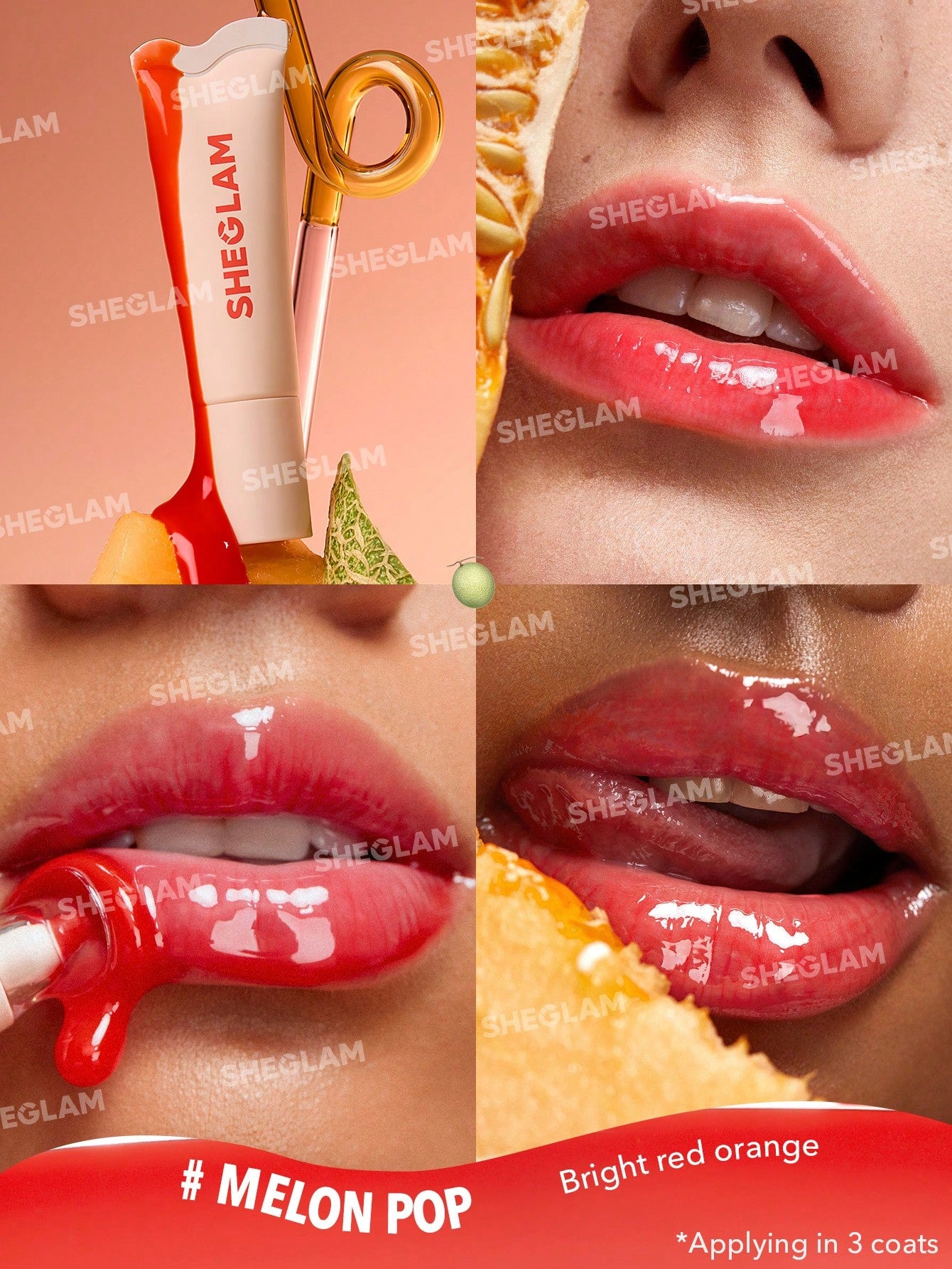 SHEGLAM - Crystal Glaze Moisturizing Lip Gloss Melon Pop