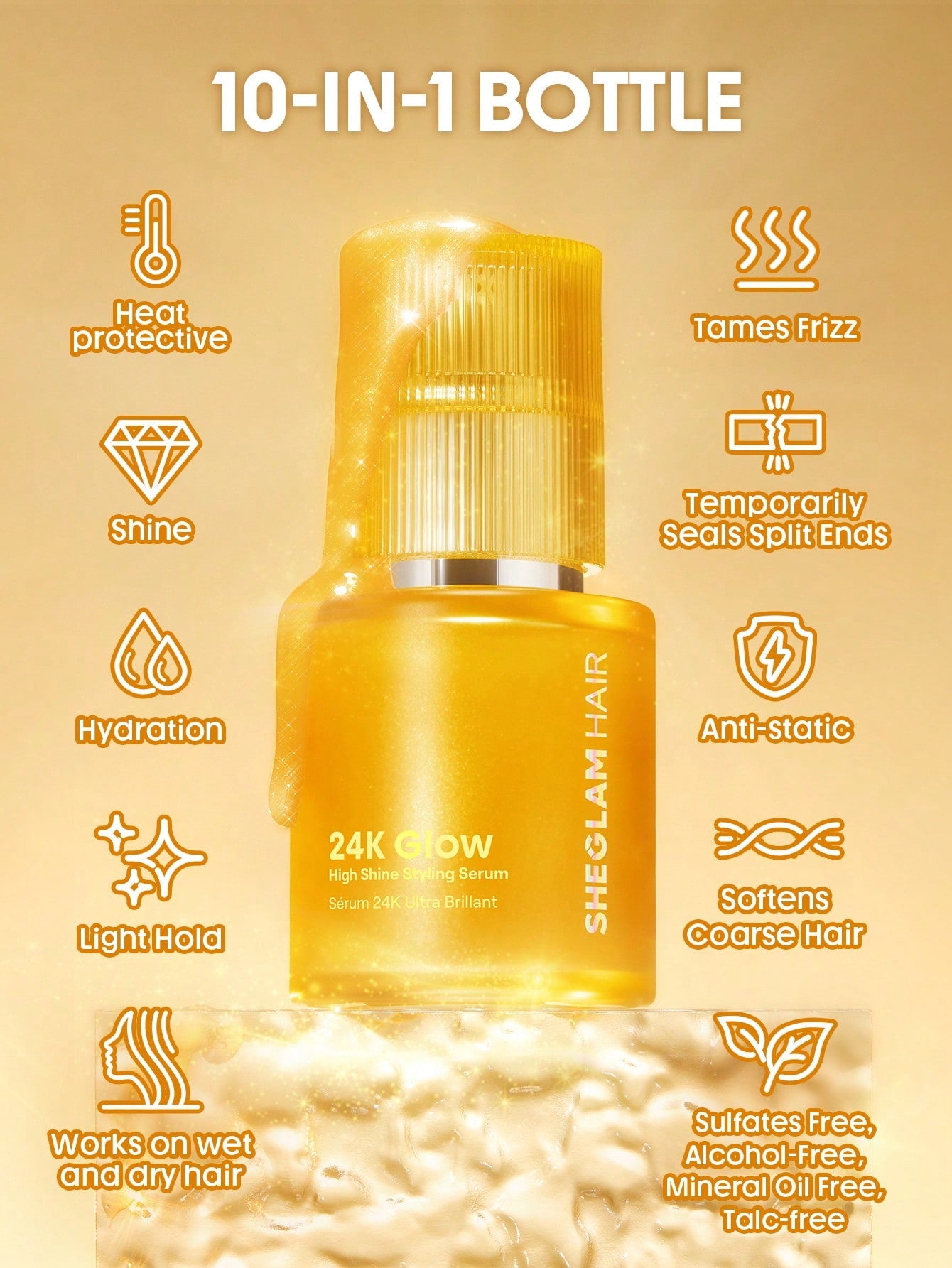 SHEGLAM - 24K Glow High Shine Styling Serum 50ml
