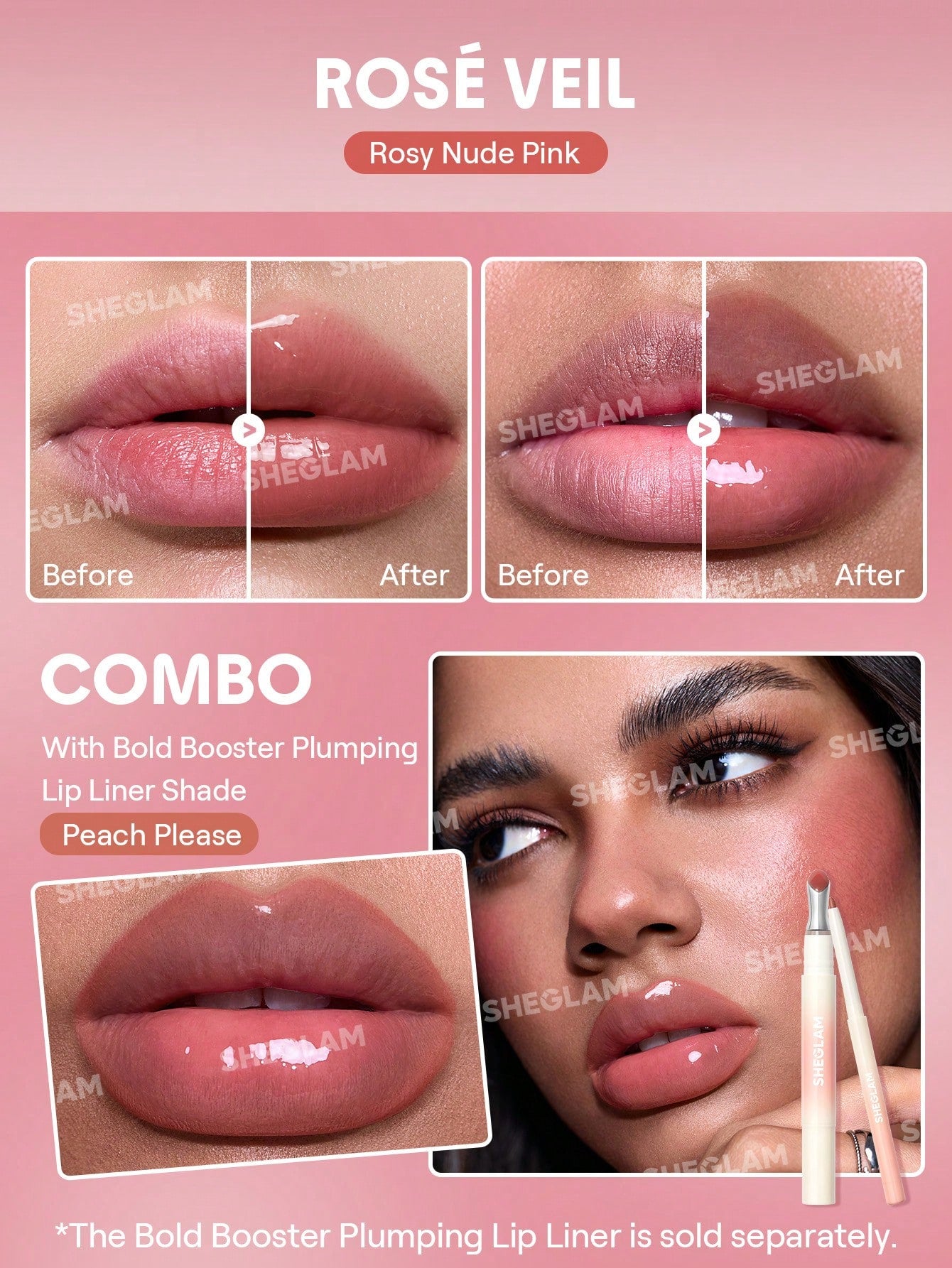 SHEGLAM - Bold Booster Lip Plumper-Rosé Veil Rosé Veil