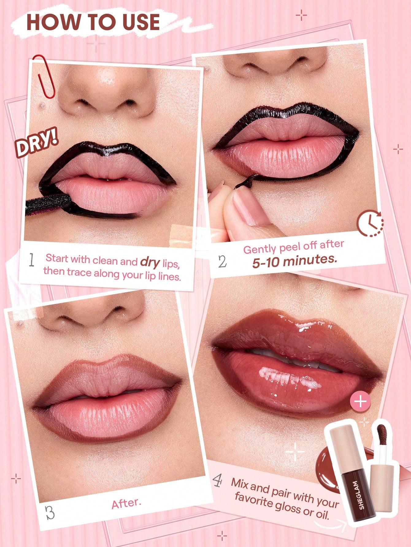 SHEGLAM - Fall In Line Peel Off Lip Liner Stain-Brownie Points Brownie Points