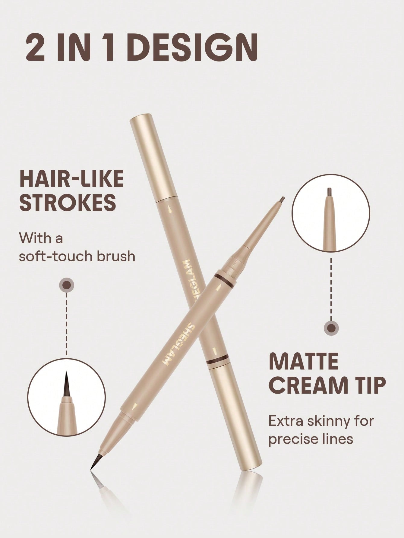 SHEGLAM - Brows On Demand 2-in-1 Brow Pencil-Taupe Taupe
