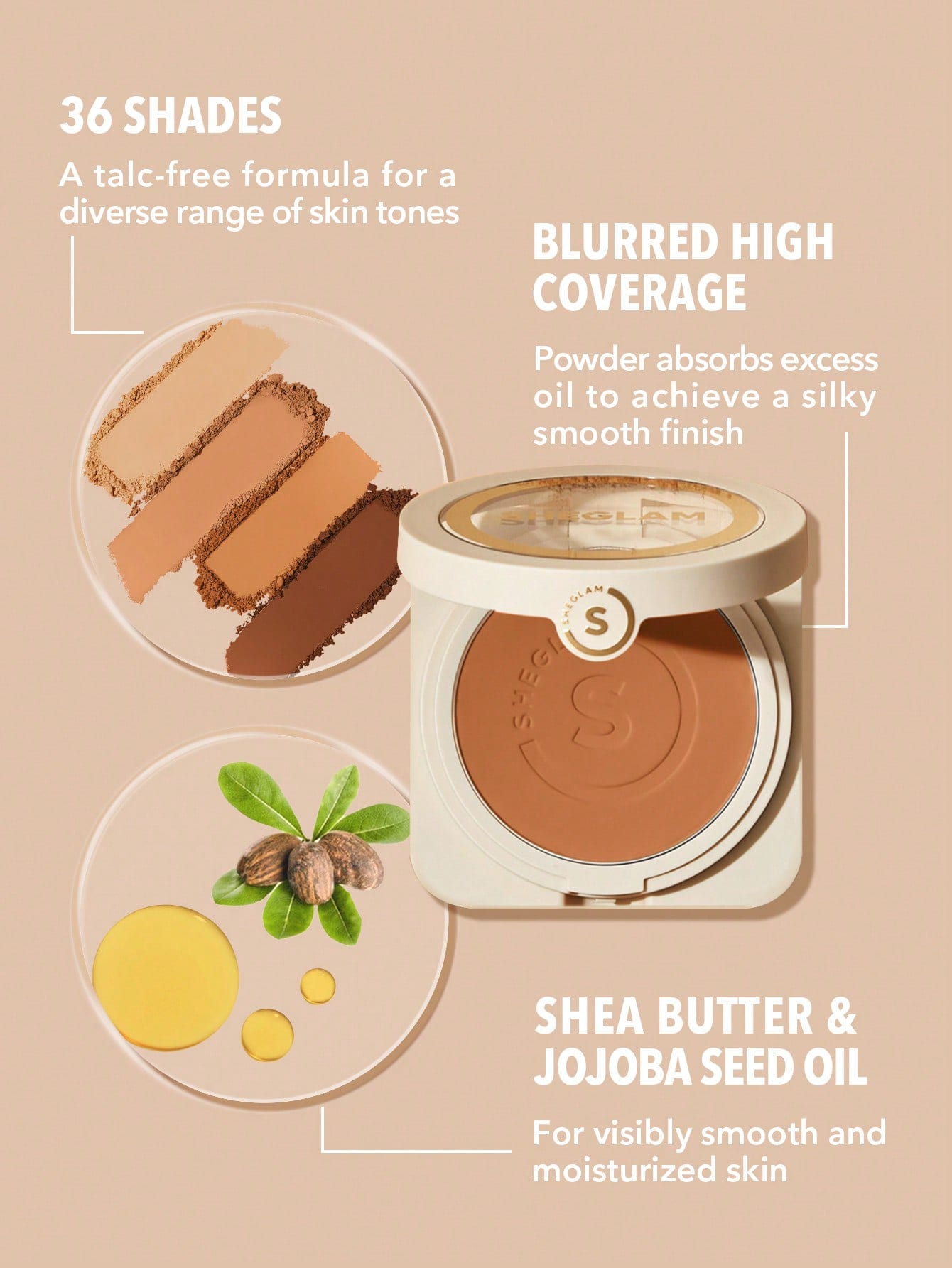 SHEGLAM - Skin-Focus High Coverage Powder Foundation Porcelain