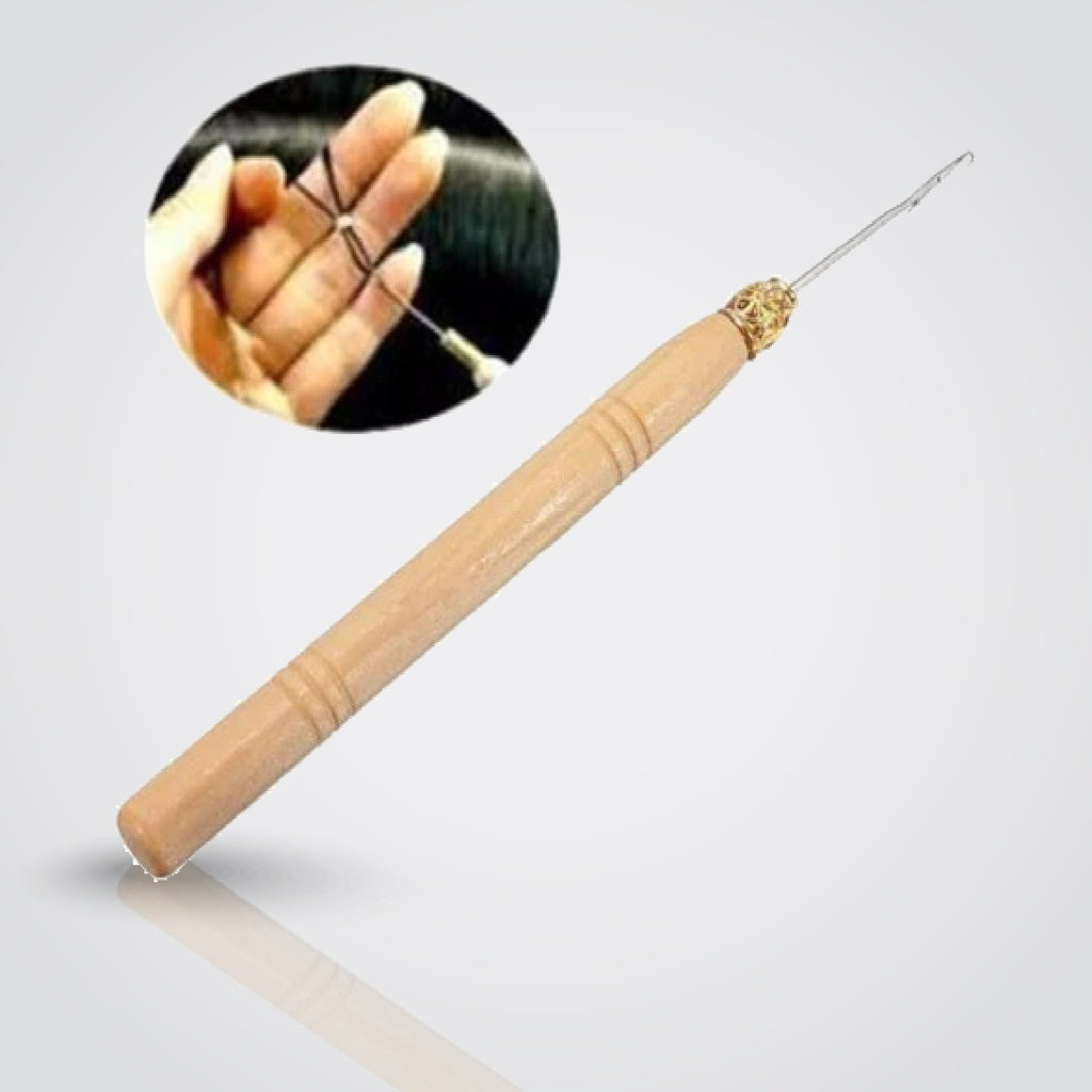 إبرة - لتمديد الشعر - بمقبض خشبي