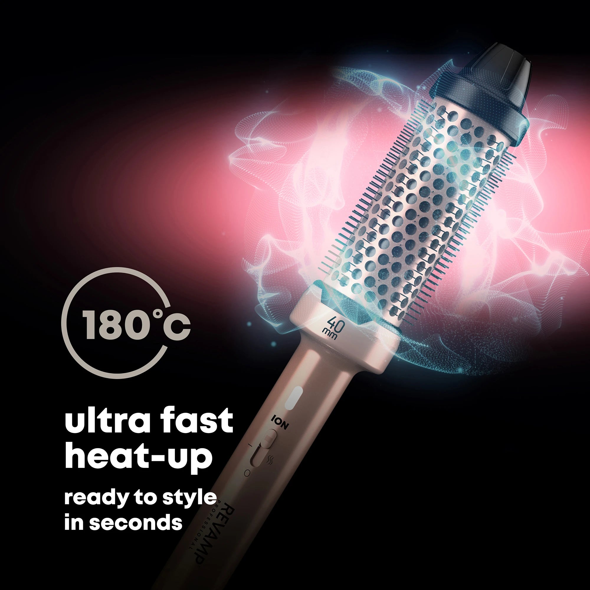 REVAMP Ceramic 40mm Hot Brush Gold Edition ultra-fast heat-up to 180 degrees