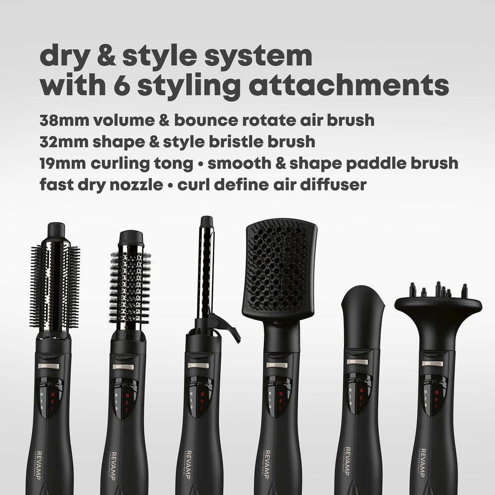 REVAMP 6-in-1 Ionic Airstyle dry and style system with six attachments