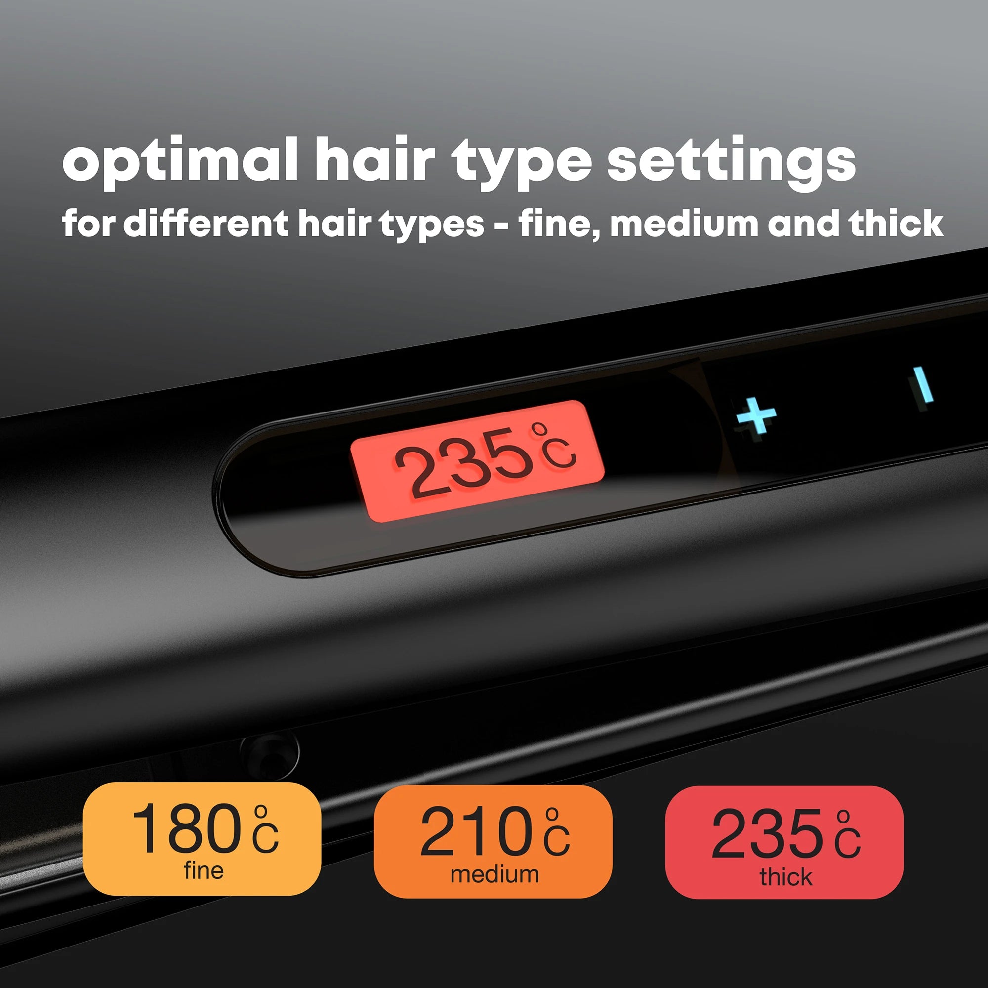 REVAMP Touch Digital hair straightener optimal hair type temperature settings