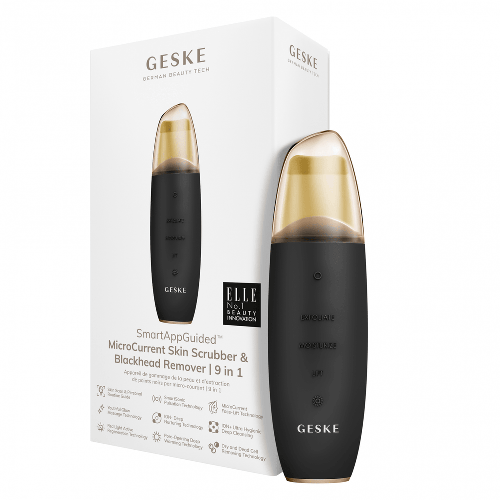 GESKE MicroCurrent Skin Scrubber and Blackhead Remover 9-in-1 Grey